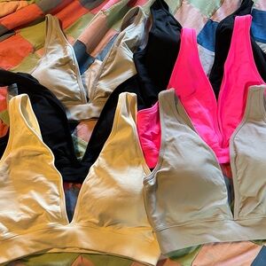 Women's Intimates V-Neck Bralette Set - Black, Pink, Cream, Gray